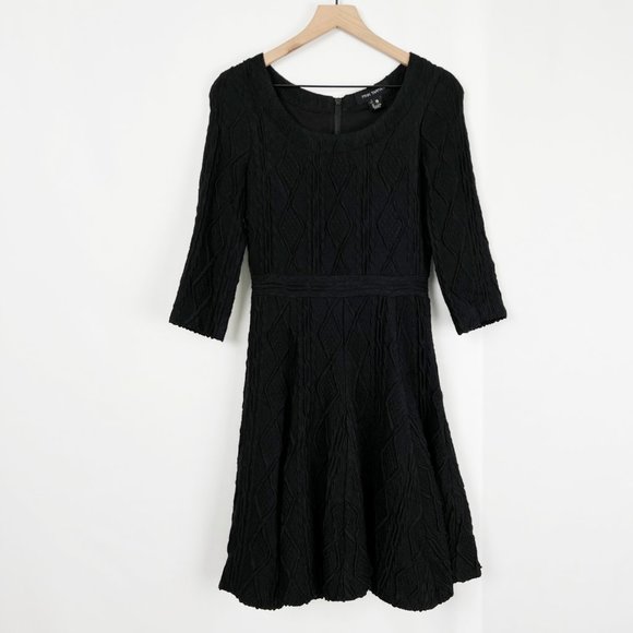 Anthropologie Dresses & Skirts - Pink Tartan Wool Blend Cable Knit Sweater Midi Dress Fit & Flare Made In Canada